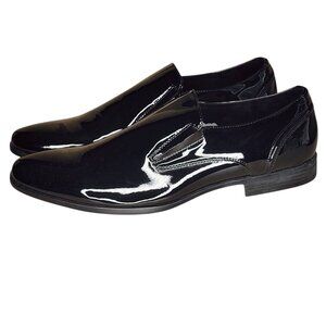 Kenneth Cole Reaction Mens Black Dress Shoes Edison Slip On Glossy 10 M NWB